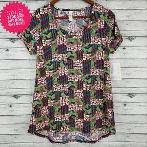 LuLaRoe | Palm Tree Geometric Pattern Classic Tee